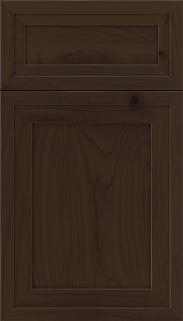Asher 5pc Alder flat panel cabinet door in Cappuccino with Black glaze