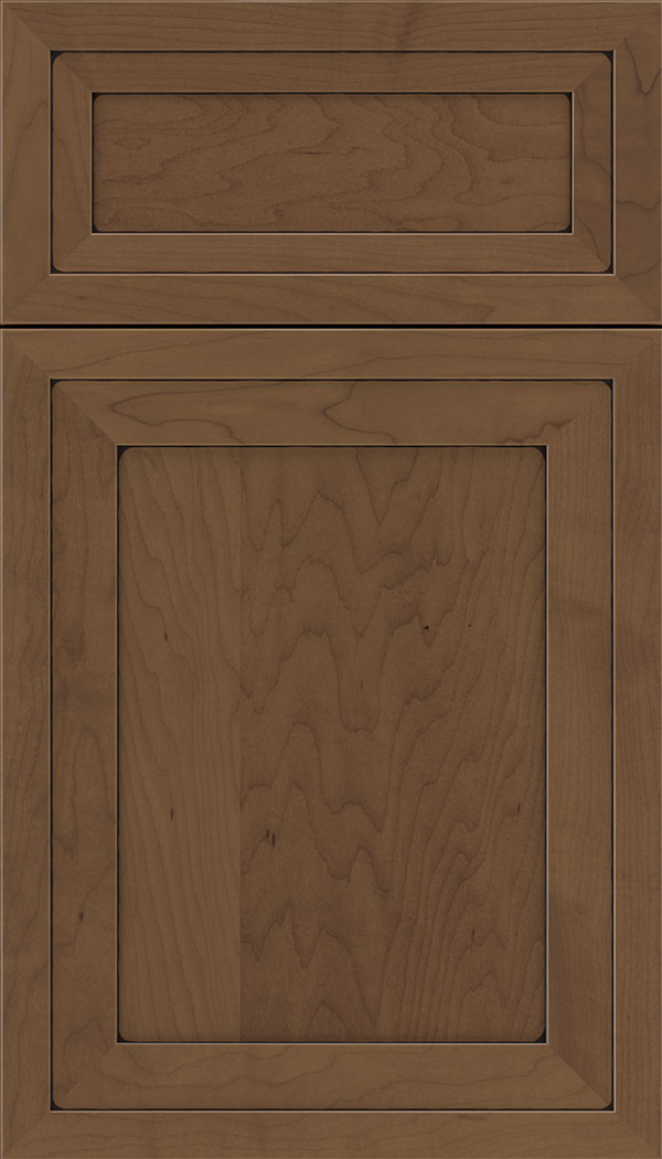 Asher 5pc Maple flat panel cabinet door in Toffee with Black glaze