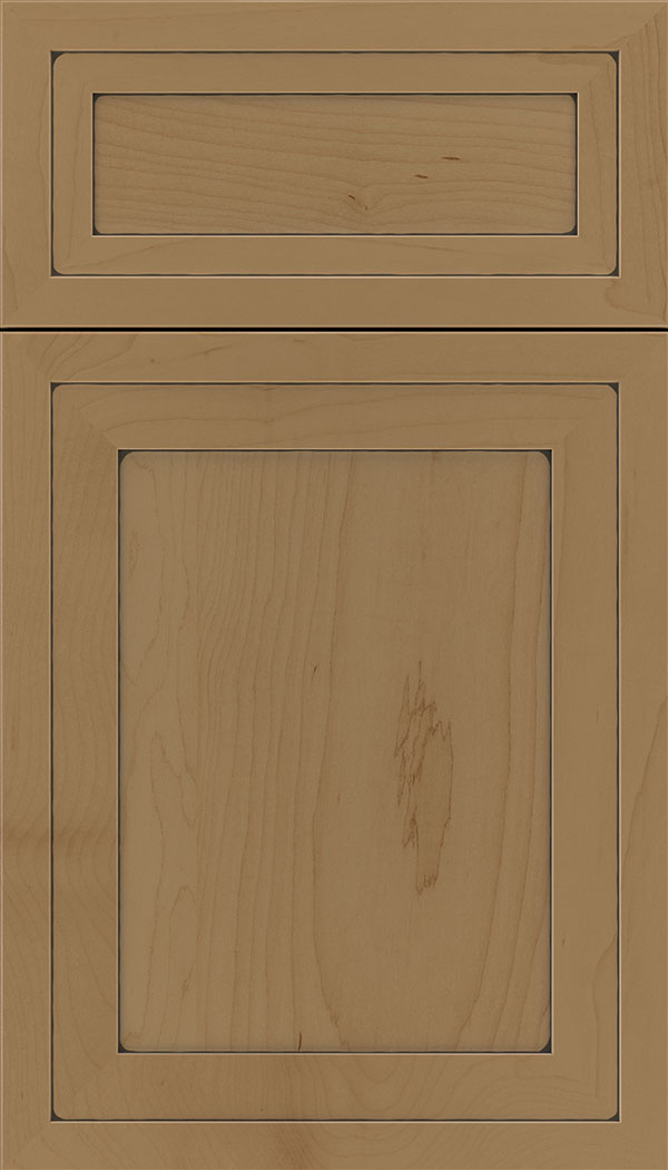 Asher 5pc Maple flat panel cabinet door in Tuscan with Black glaze