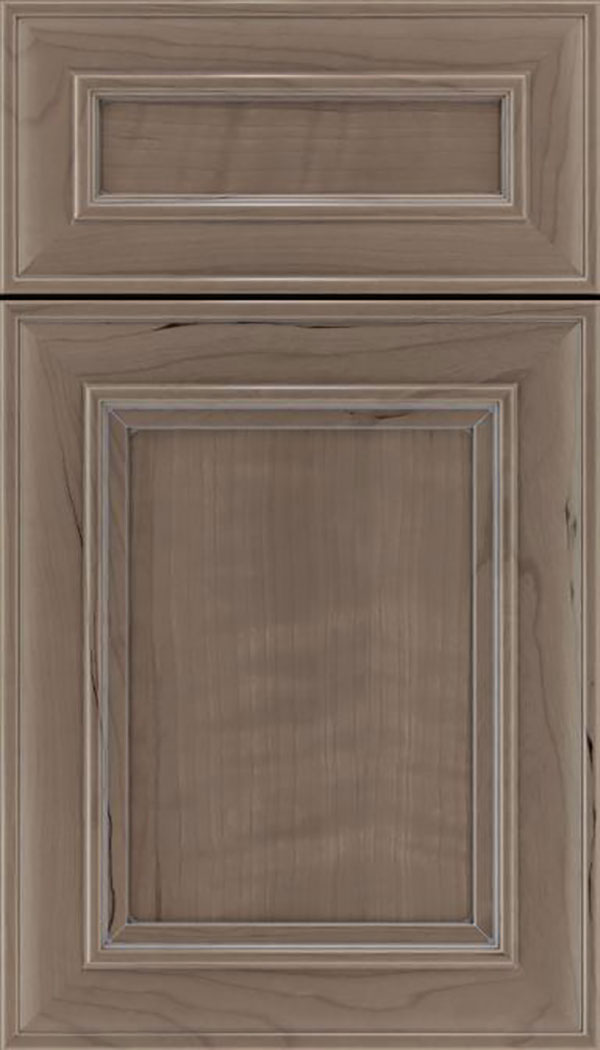 Sheffield 5pc Cherry recessed panel cabinet door in Winter with Pewter glaze