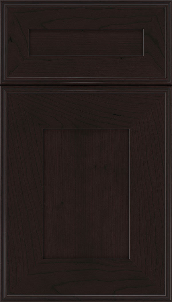 Elan 5pc Cherry flat panel cabinet door in Espresso with Black glaze