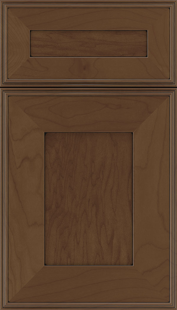 Elan 5pc Maple flat panel cabinet door in Sienna with Black glaze