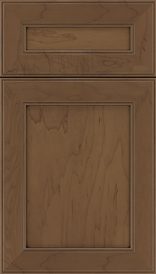 Chelsea 5pc Maple flat panel cabinet door in Toffee with Black glaze