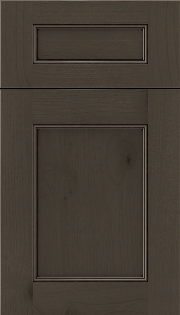 Lexington 5pc Alder recessed panel cabinet door in Thunder with Black glaze