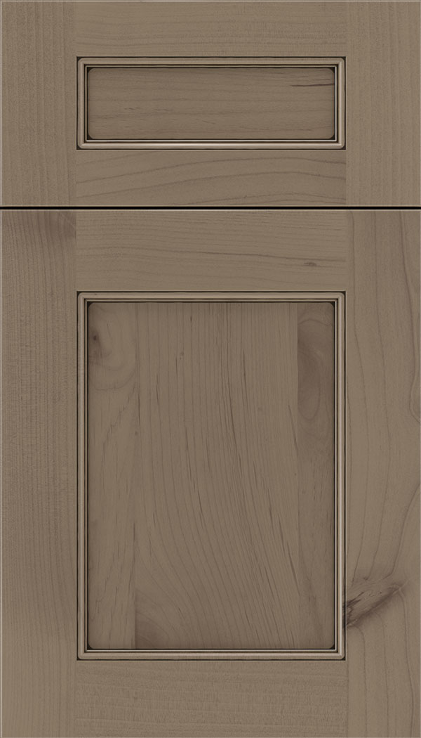 Lexington 5pc Alder recessed panel cabinet door in Winter with Black glaze