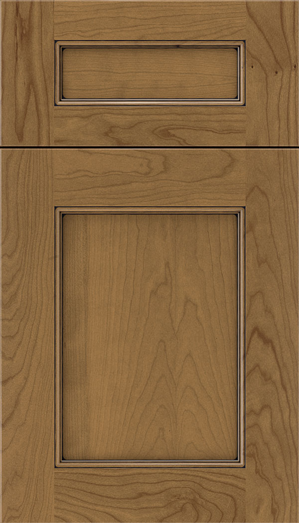 Lexington 5pc Cherry recessed panel cabinet door in Tuscan with Black glaze