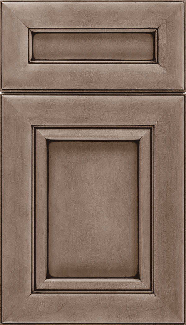 Paloma 5pc Maple flat panel cabinet door in Winter with Black glaze
