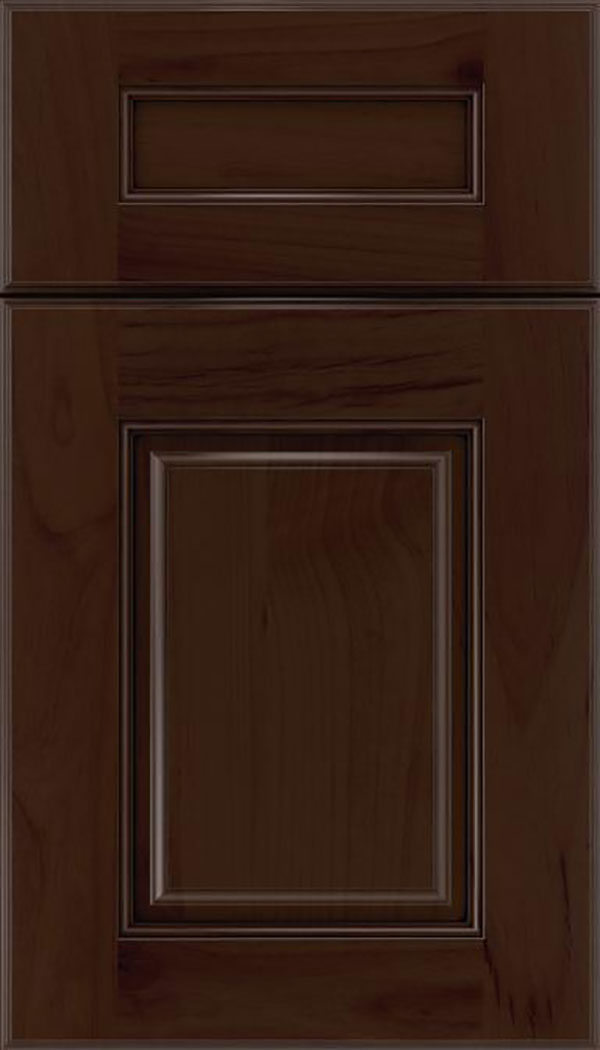 Whittington 5pc Alder raised panel cabinet door in Cappuccino with Black glaze