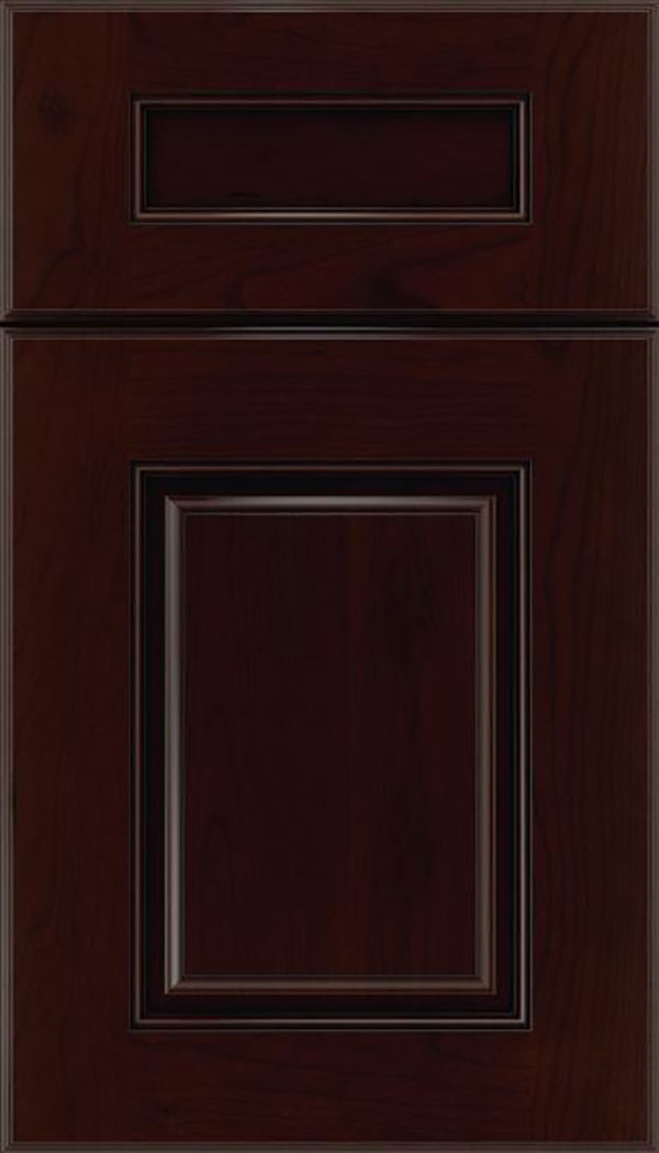 Whittington 5pc Cherry raised panel cabinet door in Cappuccino with Black glaze