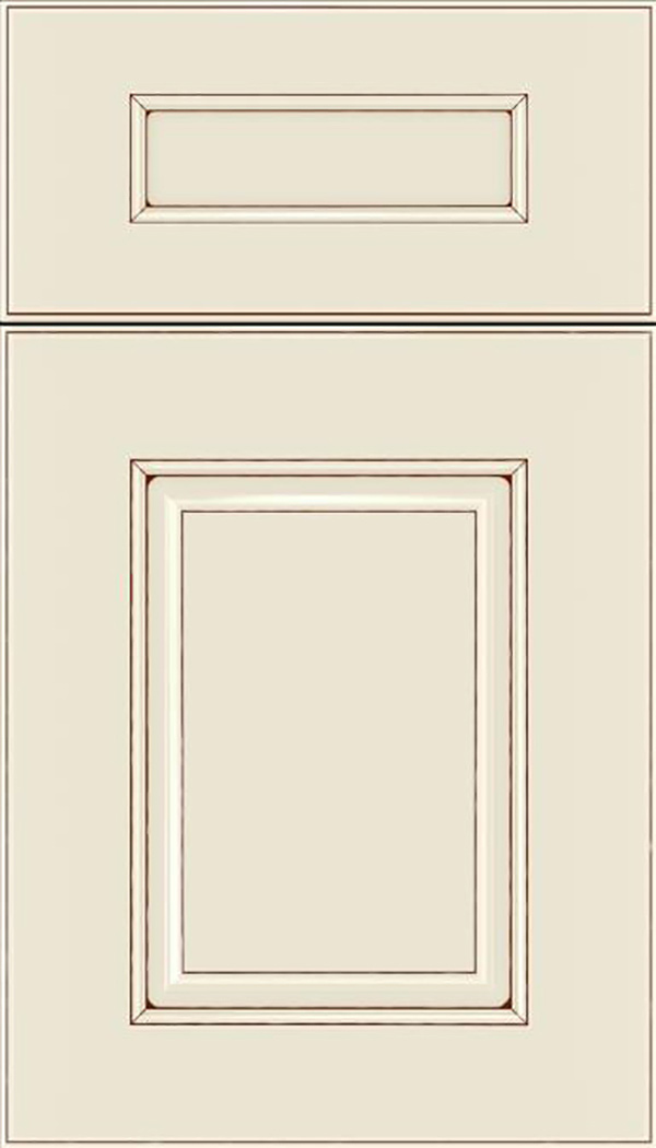 Whittington 5pc Maple raised panel cabinet door in Seashell with Mocha glaze
